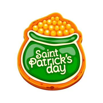 St Patrick Day sweet biscuit, gold pot cookie cake Stock Illustration