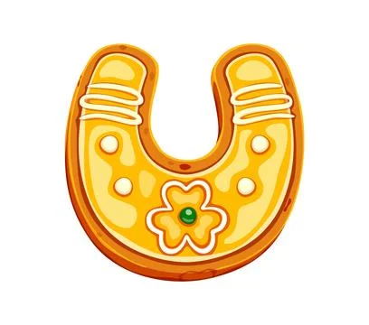 St Patrick Day sweet biscuit, horseshoe cookie Stock Illustration