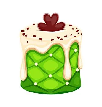 St Patrick Day sweet cake, chocolate clover leaf 스톡 일러스트