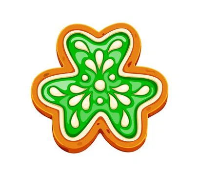 St Patrick Day sweet cake, shamrock clover cookie Stock Illustration