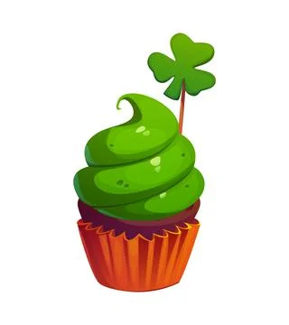 St Patrick day sweet cupcake, holiday muffin イラスト素材