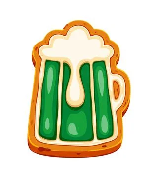 St Patrick Day sweets, green ale beer pint cookie Stock Illustration