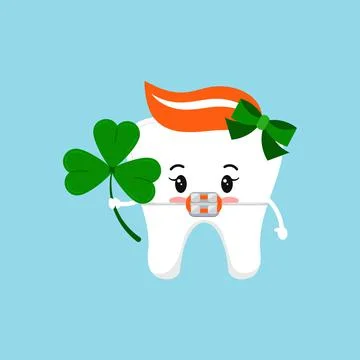 St Patrick day tooth dental braces icon isolated. Stock Illustration