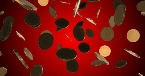 St Patrick Golden Coins falling slow motion Stock Footage 241813386
