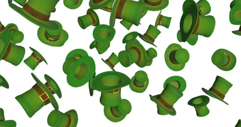 St Patrick Green Hats falling slow motion Stock Footage 241806795