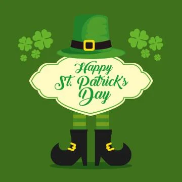 St patrick hat and boots with cloud message Stock Illustration