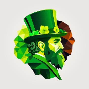 St. Patrick man. bearded man with hat graphic illustration. Stock Illustration