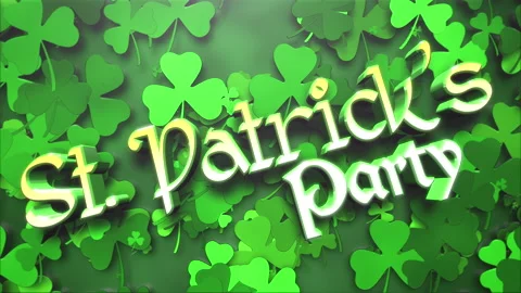 St Patrick Party with Irish green shamrocks pattern Stock Footage 229848878
