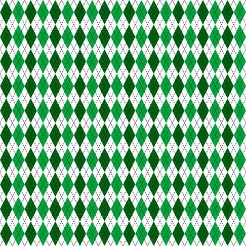St. Patrick s day argyle seamless pattern. Green white checkered background.  イラスト素材