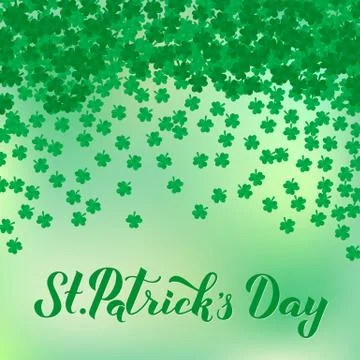 St. Patrick s day calligraphy hand lettering with on green background with fa Stock Illustration