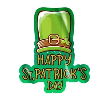 St. Patrick s Day Design Green Hat, Clover, and Typography. Saint Patrick label Stock Illustration