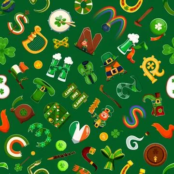 St Patrick s day font letters, seamless pattern Stock Illustration