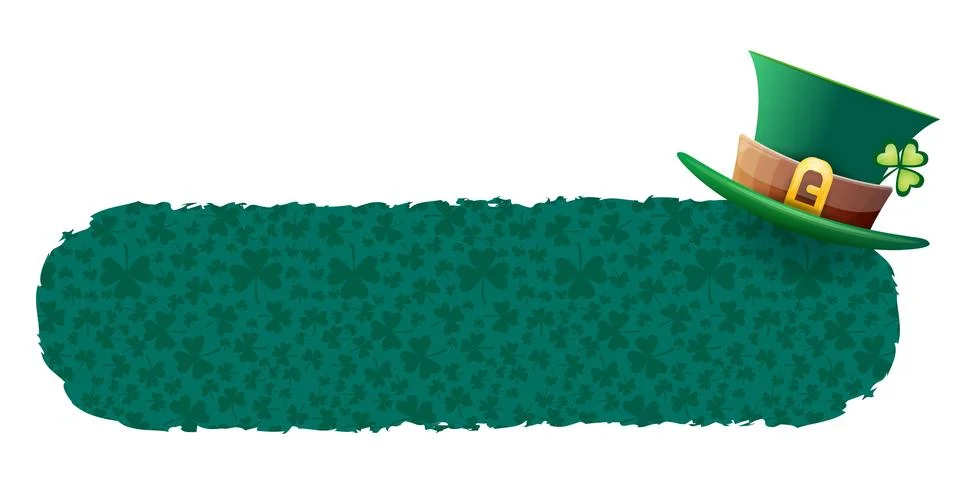 St. Patrick s Day green banner with leprechaun hat and shamrock pattern, Irish Stock Illustration