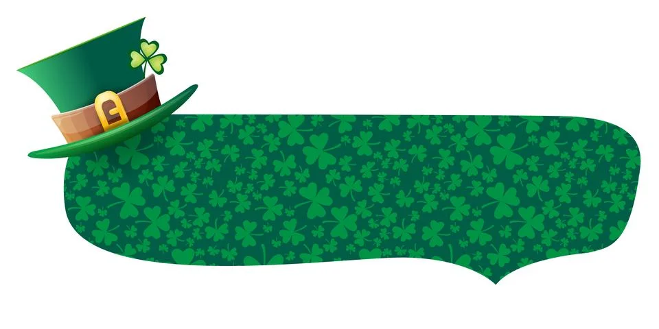 St. Patrick s Day green banner with leprechaun hat and shamrock pattern, Irish Stock Illustration