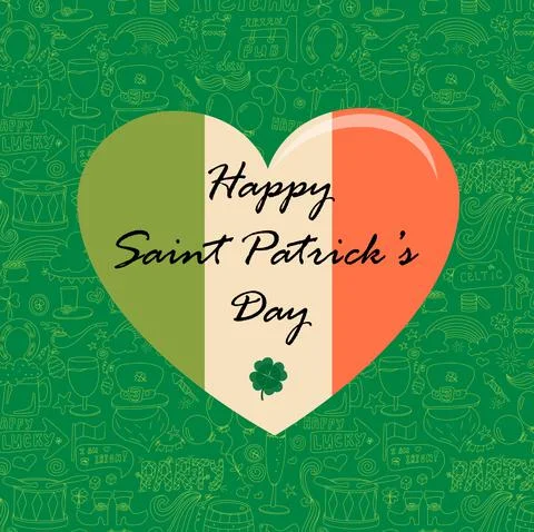 St. Patrick s Day greeting card with hand-drawn pictures. A doodle of beer, a Stock Illustration