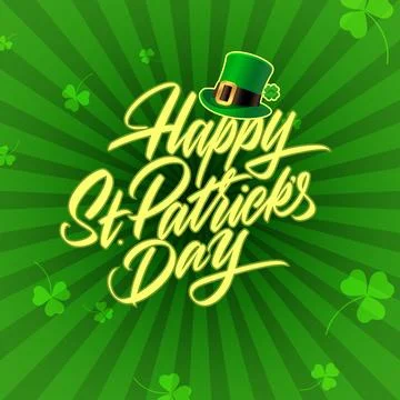 St. Patrick s Day greeting card with Happy Patrick s Day lettering and lepr.. Stock-Illustration