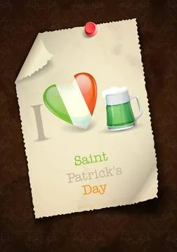 St. Patrick s Day. I Love Beer. Greeting Card Design, Template. St. Patric... Stock Photos