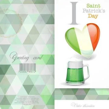St. Patrick s Day. I Love Beer. Greeting Card Design, Template. St. Patric... Stock Photos