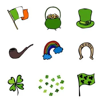 St. Patrick s Day Icons Collection Stock Illustration