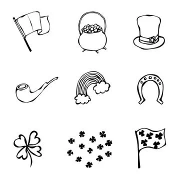 St. Patrick s Day Icons Collection Outline Stock Illustration