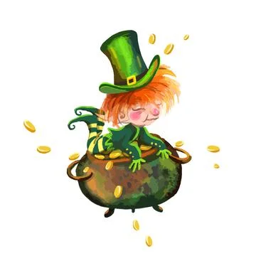 St. patrick s day leprechaun with pot of gold Illustrazione stock