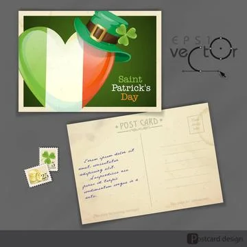 St. Patrick s Day. Old Postcard Design, Template. St. Patrick s Day. Irish... 스톡 사진