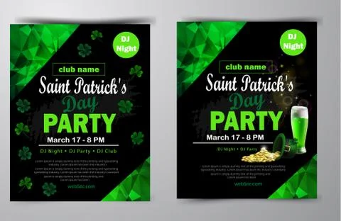 St. Patrick s Day poster set Vector illustration Stock Illustration
