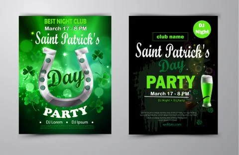 St. Patrick s Day poster set Vector illustration Stock Illustration