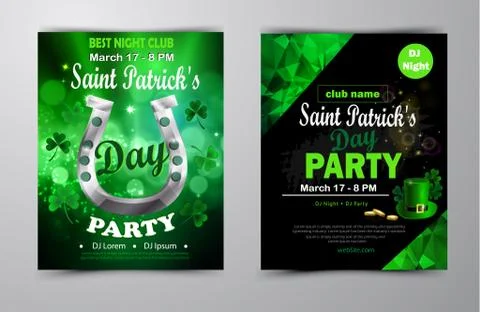 St. Patrick s Day poster set Vector illustration Stock Illustration