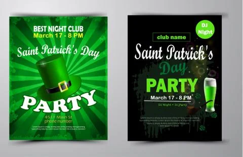 St. Patrick s Day poster set Vector illustration Stock Illustration