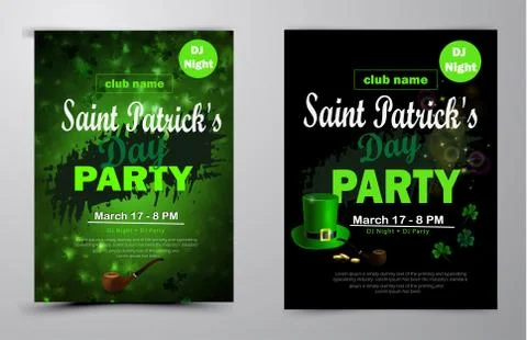St. Patrick s Day poster set Vector illustration Stock Illustration