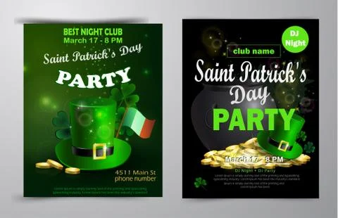 St. Patrick s Day poster set Vector illustration Stock Illustration