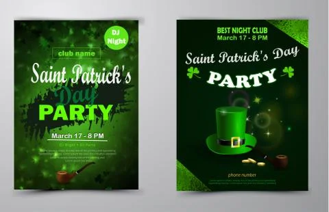St. Patrick s Day poster set Vector illustration Stock Illustration