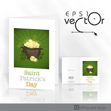 St. Patrick s Day. Pot Of Gold. Greeting Card Design, Template. St. Patric... Stock Photos