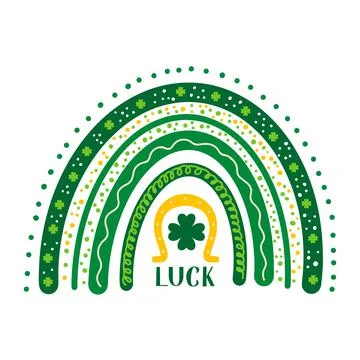 St. Patrick s day rainbow. Cute Saint Patricks day clipart. Vector template f Stock Illustration