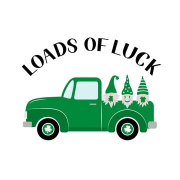 St. Patrick s day retro truck with cute cartoon gnomes. Saint Patricks day gr Stock Illustration