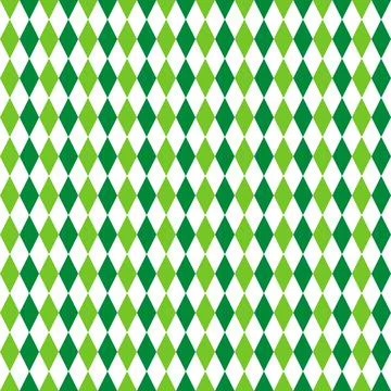 St. Patrick s day rhombus seamless pattern. Green white checkered background. Stock Illustration