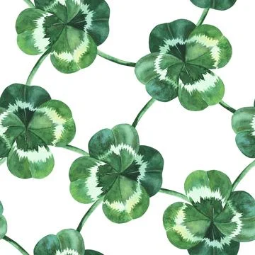 St. Patrick s day seamless pattern on white background. Nature background with 스톡 일러스트