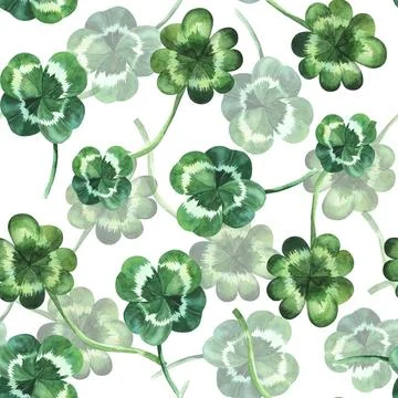 St. Patrick s day seamless pattern on white background. Nature background with Stock Illustration