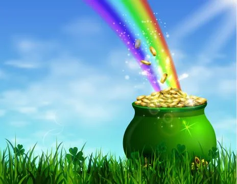 St. Patrick s Day symbol green pot Stock Illustration
