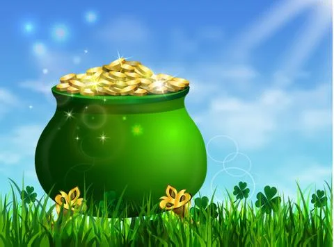 St. Patrick s Day symbol green pot Stock Illustration