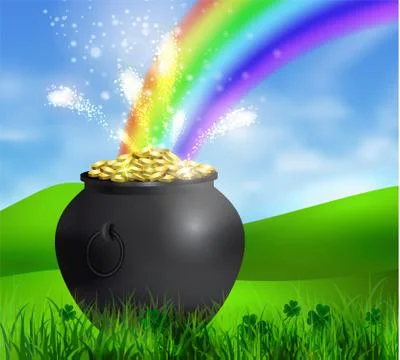 St. Patrick s Day symbol green pot Stock Illustration