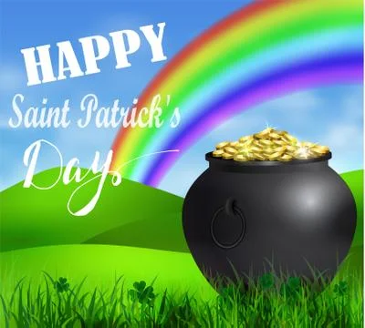St. Patrick s Day symbol green pot Stock Illustration