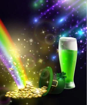 St. Patrick s Day symbol green hat and gold Stock Illustration