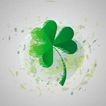 St. Patrick s day vector illustration. grunge Four leaf clover isolated on a  Stock Illustration