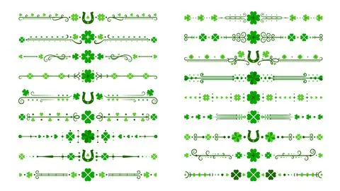 St Patrick shamrocks clover border frame dividers Stock Illustration