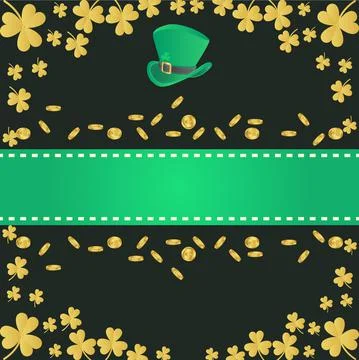 St Patrick's background with leaf clover and coin Stock Illustration