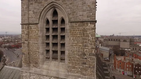 St Patrick's Cathedral and Dublin Skyline Stock Footage 122432792
