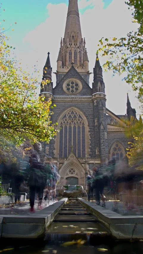 St Patrick's Cathedral timelapse daytime Melbourne Australia Stock Footage 208906652