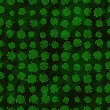 St Patricks Clover seamless pattern green clover on grunge dark background Illustrazione stock